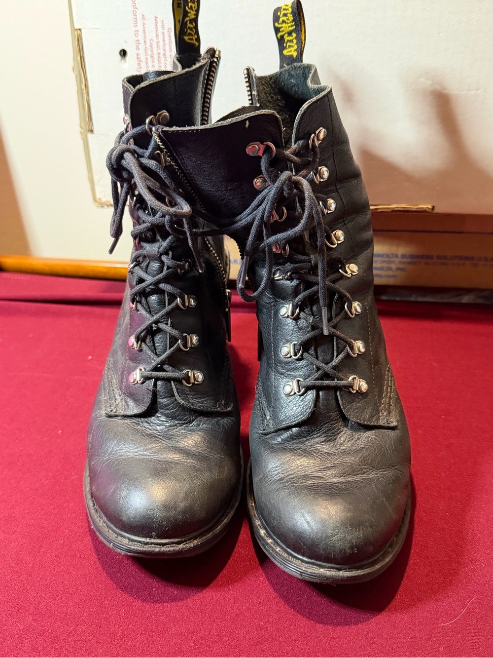 Dr martins Black Leather Lace-Up Women's Ankle Boots docs